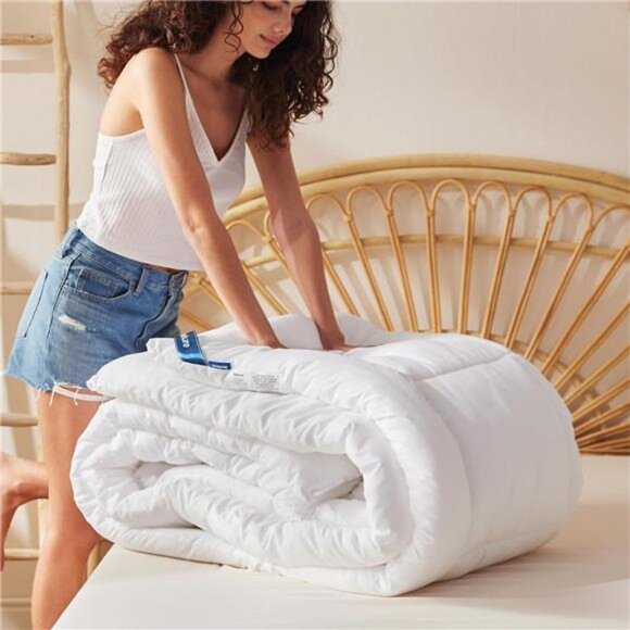 COPY - Comforter Duvet Insert - Quilted Comforters Queen Size (White, Queen 88"… - Picture 5 of 7